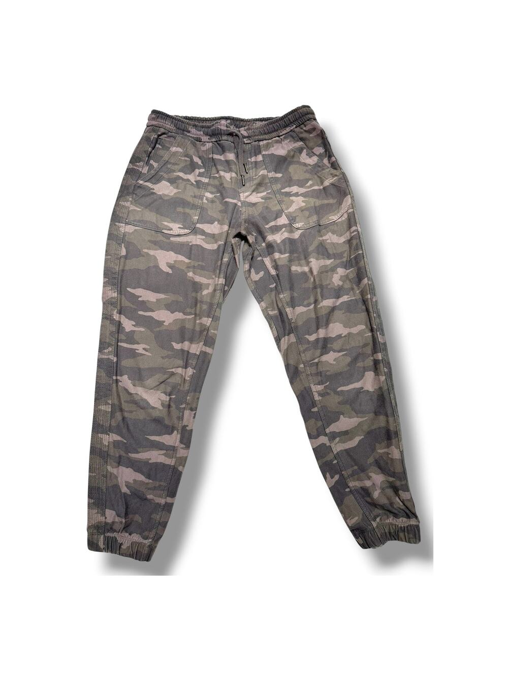 Athleta Farallon Muted Green Camo Brushed Cotton- Span Joggers 4P